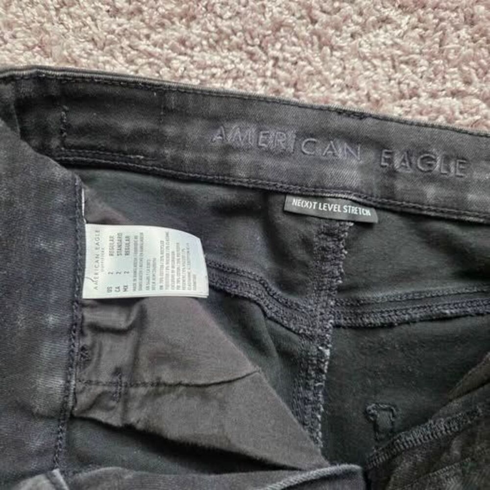American Eagle Next Level Stretch Black Skinny Casual Street wear Jeans sz 2 - Picture 3 of 4